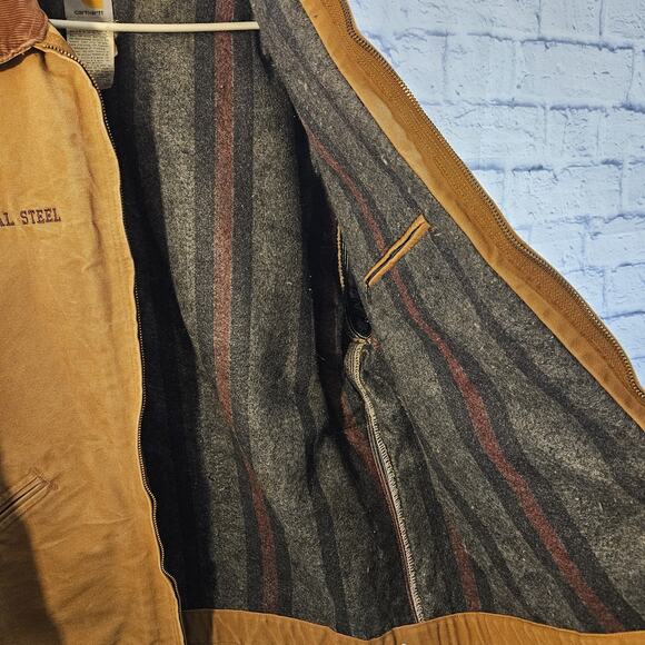 Vintage Carhartt J01 BRN Duck Lined Detroit Jacket Made In The USA Size 52 Tall - Picture 6 of 14